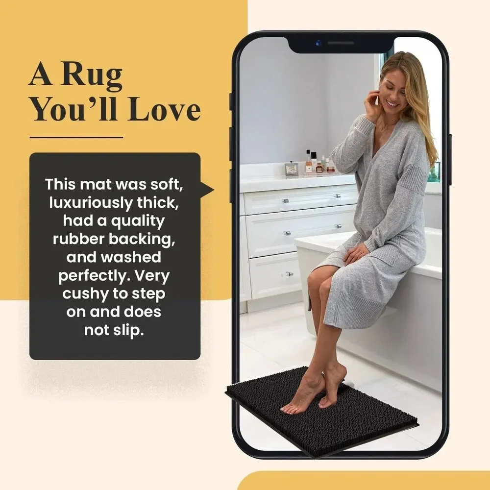 Mayshine 100% Plush Chenille Bath Rug White 24x17 New